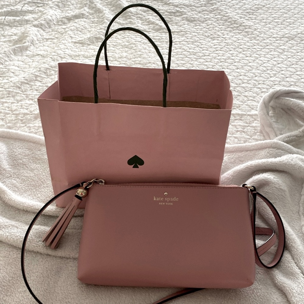 Kate Spade dusty rose crossbody bag with tassel